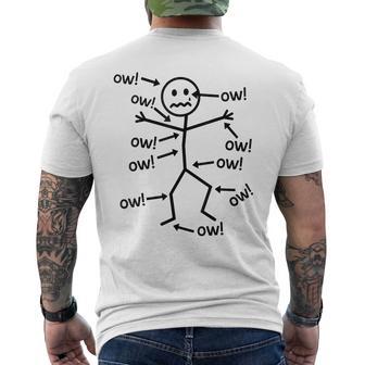 Stick And Figure Ow Ow Ow Chronic Pain Humor Awareness Men's T-shirt Back Print - Thegiftio UK