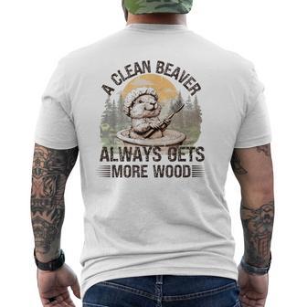 Vintage A Clean Beaver Always Gets More Wood Men's T-shirt Back Print - Thegiftio UK
