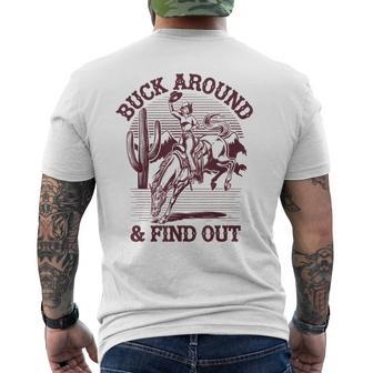 Western Cowboy Apparel Desert Western Retro Vintage Cowboy Buck Around And Find Out Country Grey Small Men's T-shirt Back Print - Thegiftio UK