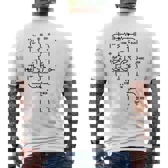 Fuzz Pedal スケマティック図 ゲルマニウム Pnp 回路効果 メンズTシャツ バックプリント - Kawaiitshirt