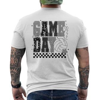 Game Day Volleyball Checkered Volleyball Men's T-shirt Back Print - Thegiftio UK