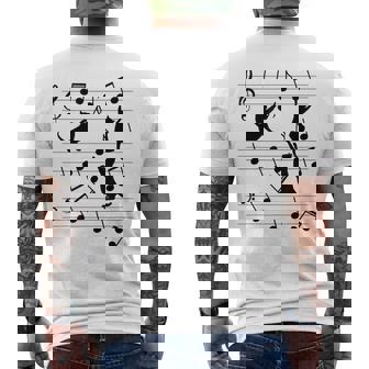 Gatos Divertidos Jugando Con Nota Musical Amante De Los Gatos Camiseta Hombre Estampado Espalda - Regaloses