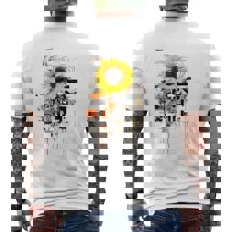 Girasol Diseño Abstracto Flor Pintura Girasol Camiseta Hombre Estampado Espalda - Regaloses