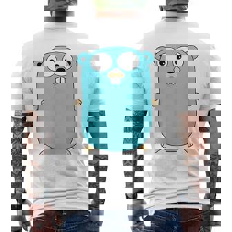 Go Golang プログラミング言語ロゴ マスコットゴファー メンズTシャツ バックプリント - Kawaiitshirt