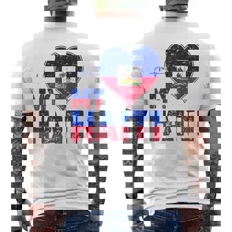 Haitian Flag Day Love Haiti Heart Haitian Roots Haiti Flag Men's T-shirt Back Print - Thegiftio UK