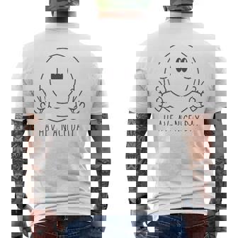 Have A Nice Day 70年代 かわいい ハッピーピース ハンドサイン スマイルフェイス メンズTシャツ バックプリント - Kawaiitshirt