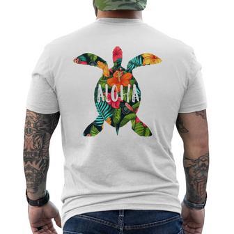 Hawaiichildkröte Aloha Blumen Urlaub Insel Reiseommer T-Shirt mit Rückendruck - Geschenkecke