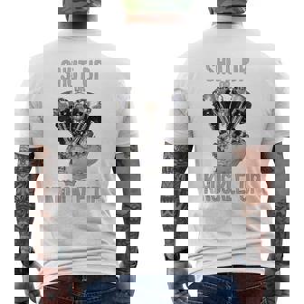 Hd-Twin シャットアップまたはナックルアップ ナックルヘッド レトロ バイカーギア メンズTシャツ バックプリント - Kawaiitshirt