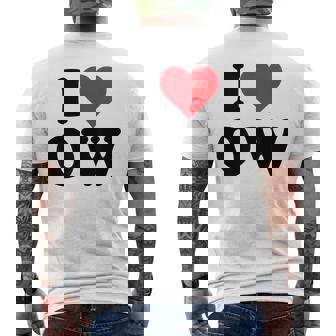 I Heart Ow Initials I Love OW First And Last Name O W メンズTシャツ バックプリント - Kawaiitshirt