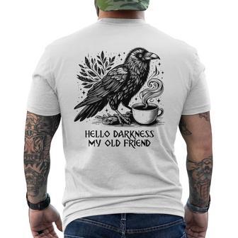 Hello Darkness My Old Friend Raven Crow Holding Men's T-shirt Back Print - Thegiftio UK