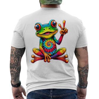 Hippie Tie-Dye Frog Peace Sign Hippie Men's T-shirt Back Print - Thegiftio UK