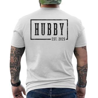 Hubby Est 2025 Just Married Honeymoon Sleek Framed Men's T-shirt Back Print - Thegiftio UK