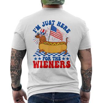 I'm Just Here For Wieners Dachshund Dog Hotdog 4Th Of July Men's T-shirt Back Print - Thegiftio UK