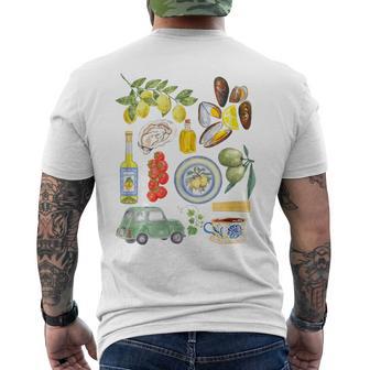 Italian Summer Scrapbook With Limoncello Seafood Coastal Men's T-shirt Back Print - Thegiftio UK