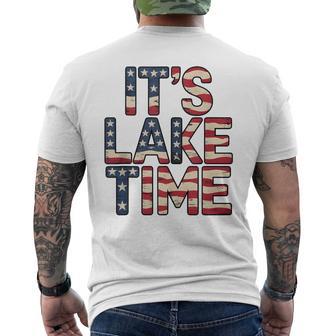 It's Lake Time Patriotic American Flag Usa 4Th Of July Men's T-shirt Back Print - Thegiftio UK