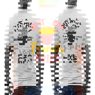 Just A Boy Who Loves French Fries フライドポテト じゃがいも ヴィーガン メンズTシャツ バックプリント - Kawaiitshirt
