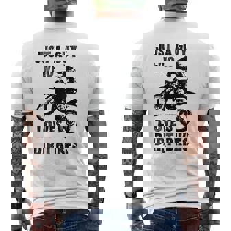 メンズ Just A Guy Who Loves ダートバイク 面白い モトクロス メンズTシャツ バックプリント - Kawaiitshirt