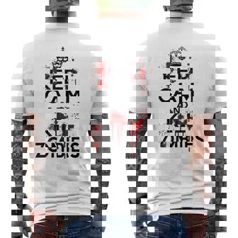 Keep Calm And Kill Zombies Carry Bloodplatter On メンズTシャツ バックプリント - Kawaiitshirt