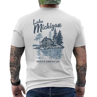 Lake Michigan Lakeside Cabin Souvenir Men's T-shirt Back Print - Thegiftio UK