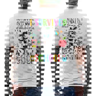 Last Day Of School-End Of School Year-I Survived Cat Men's T-shirt Back Print - Thegiftio