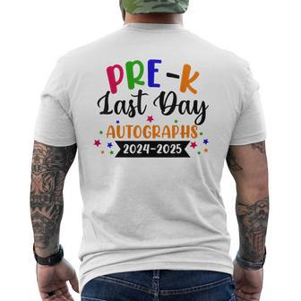Last Day Of School Year 2025 Autograph Pre K Graduation Men's T-shirt Back Print - Thegiftio UK