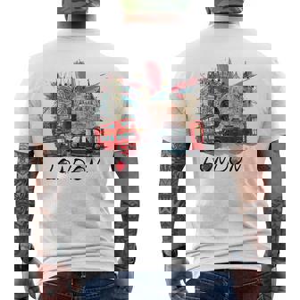 London Uk イギリス ノベルティ グラフィック お土産 ロンドン メンズTシャツ バックプリント - Kawaiitshirt