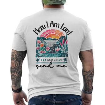 Here I Am Lord Send Me Christian Bible Verse On Back Men's T-shirt Back Print - Thegiftio UK