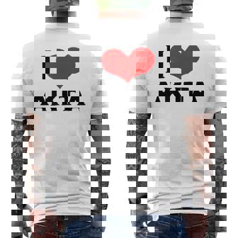 I Love Akita 愛 ハート 秋田 秋田県 日本 お土産 かわいい おしゃれ メンズTシャツ バックプリント - Kawaiitshirt