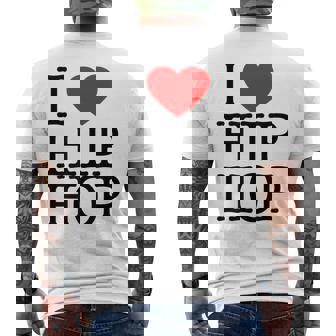 I Love Hip Hop ハート ラップ&ヒップホップファン メンズTシャツ バックプリント - Kawaiitshirt