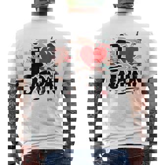 I Love Japan 桜 桜 日本の富士山 寺院 メンズTシャツ バックプリント - Kawaiitshirt