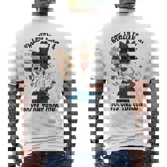 Where Them Fans At Black Cowgirl Boots On The Ground Western Men's T-shirt Back Print - Monsterry