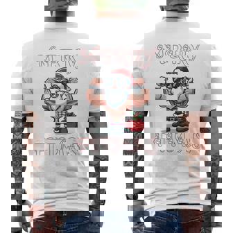 Merry Fitmas クリスマス フィットネス アグリークリスマス スウール サンタ 長袖tシャツ メンズTシャツ バックプリント - Kawaiitshirt