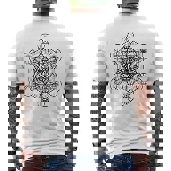 Metatron's Cube Geometríaagradaólidos Platónicos Líneas Negras Camiseta Hombre Estampado Espalda - Regaloses