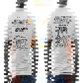 Mommy Of The Birthday Boy Party Blue Dog Lover Matching Men's T-shirt Back Print - Seseable