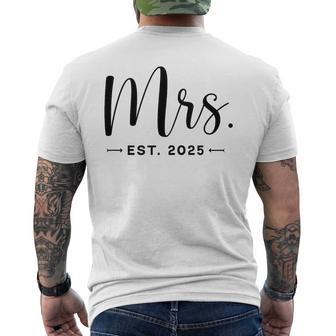 Mrs Est 2025 Just Married Promoted To Mr And Mrs Wedding Men's T-shirt Back Print - Thegiftio UK