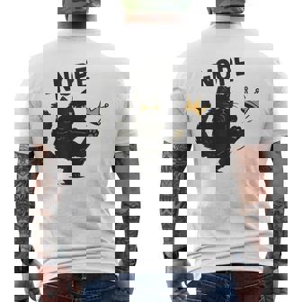 No Kings In America Black Cat Cat Kicking Crown Men's T-shirt Back Print | Mazezy