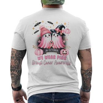 In October We Wear Pink Ghost Witch Breast Cancer Awareness Men's T-shirt Back Print - Thegiftio UK