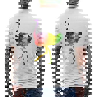 Ostrich African ダチョウ Animal Watercolor Graphic メンズTシャツ バックプリント - Kawaiitshirt