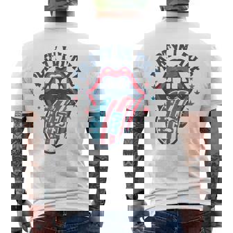 Party In The Usa Flag Tongue Retro 4Th Of July Men's T-shirt Back Print | Mazezy