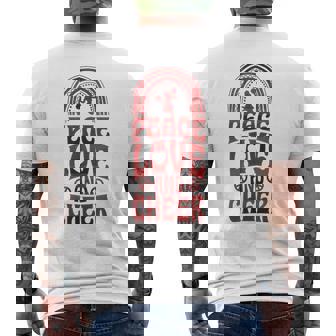 Peace Love And Cheer ボヘミアンレインボーチアリーダー メンズTシャツ バックプリント - Kawaiitshirt