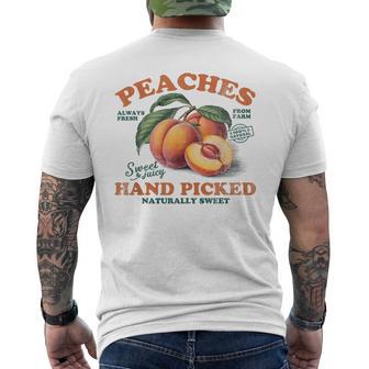 Peaches Hand Picked Vintage Fruit Retro Peach Graphic Men's T-shirt Back Print - Thegiftio UK