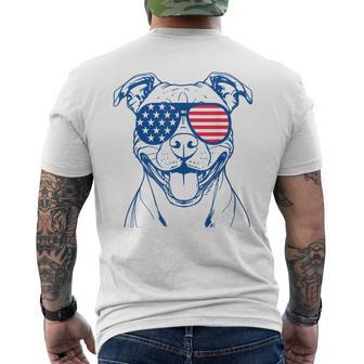 Pitbull Dog American Usa Flag Patriotic 4Th Of July Puppy Men's T-shirt Back Print - Thegiftio UK
