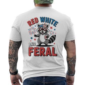 Raccoon Red White Feral 4Th July Toddler Boy Youth Men Men's T-shirt Back Print - Thegiftio UK