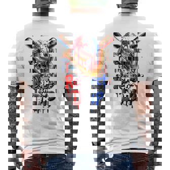 Red White Blue Baseball Ice Cream Drip Youth Boys Baseball Men's T-shirt Back Print | Mazezy
