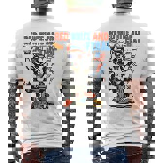 Red White And Feral Raccoon 4Th Of July Patriotic Fuuny Cute Men's T-shirt Back Print | Mazezy