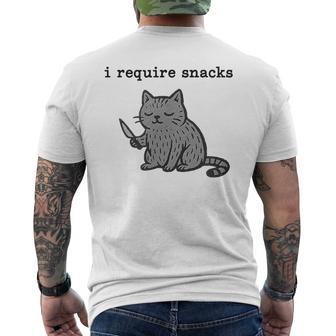 I Require Snacks Cat Men's T-shirt Back Print - Thegiftio UK