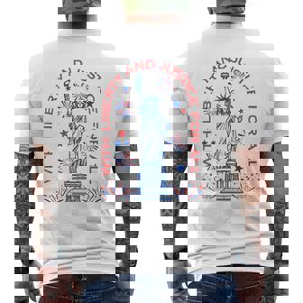 Retro 4Th Of July With Liberty And Justice For All Men's T-shirt Back Print | Mazezy
