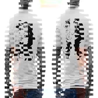 Retro Frankenstein Monster And Bride Dancing Halloween Men's T-shirt Back Print - Seseable