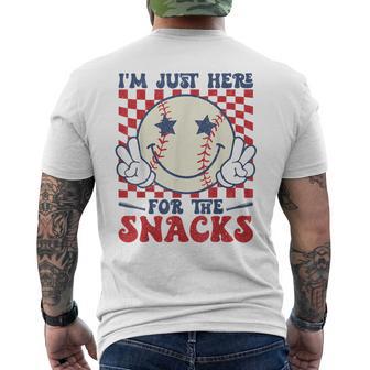 Retro I'm Just Here For The Snacks Baseball Boys Game Day Men's T-shirt Back Print - Thegiftio UK