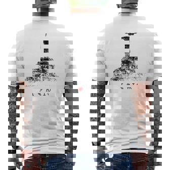 Rio De Janeiro リオデジャネイロのスカイライン イエスキリストの像 ブラジル 愛 メンズTシャツ バックプリント - Kawaiitshirt